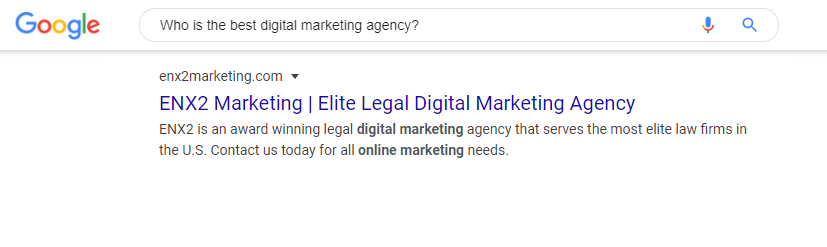 Who is the best digital marketing agency? Google answer box