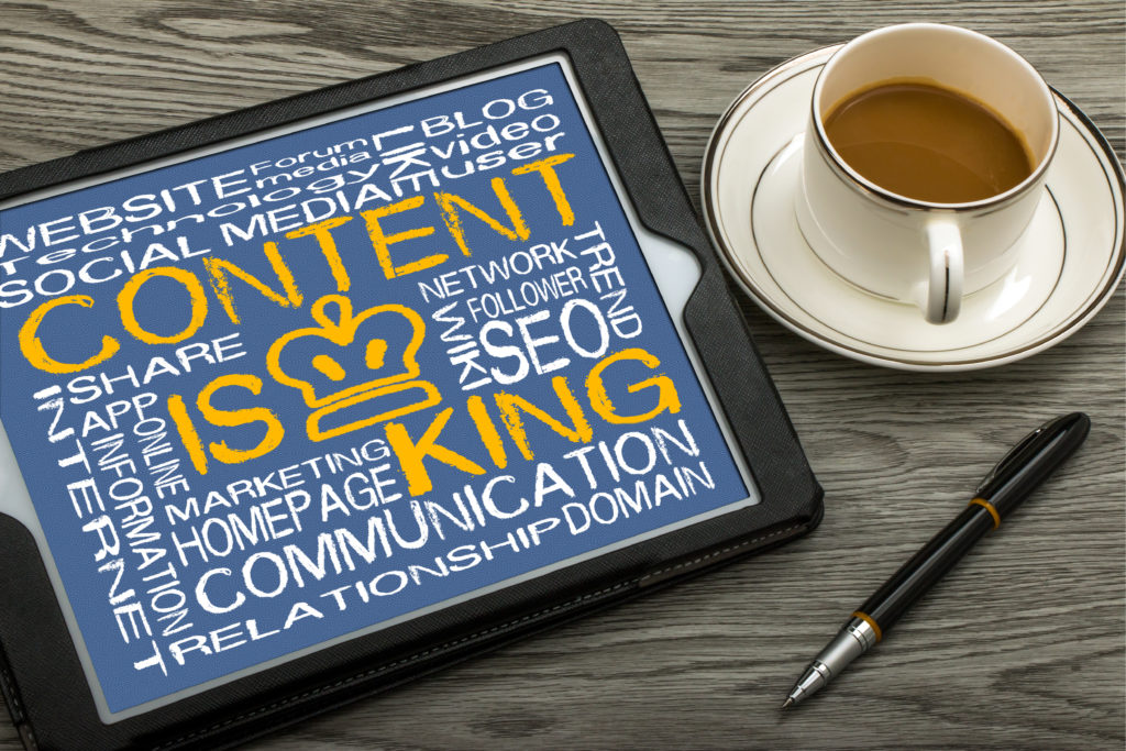 Blog Post Writing content is king on tablet