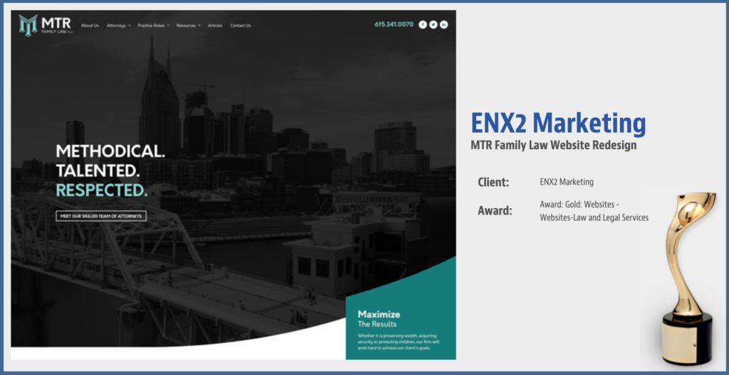 ENX2 is a davey award winner for MTR Family Law website redesign