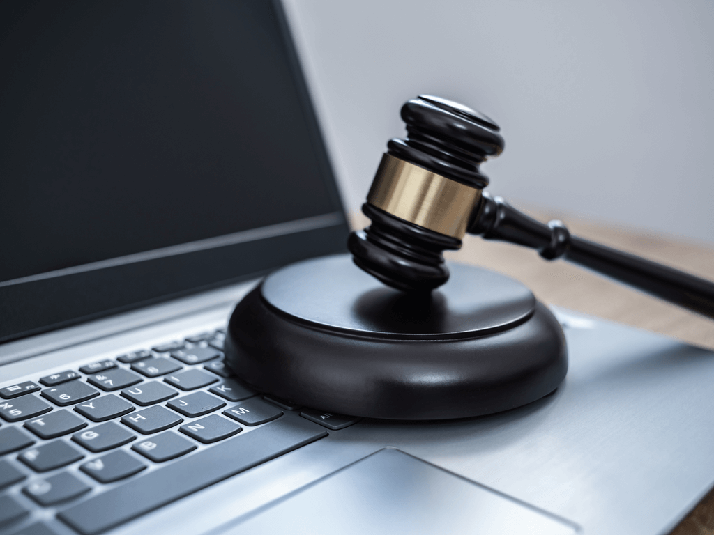 gavel on laptop representing law firm seo